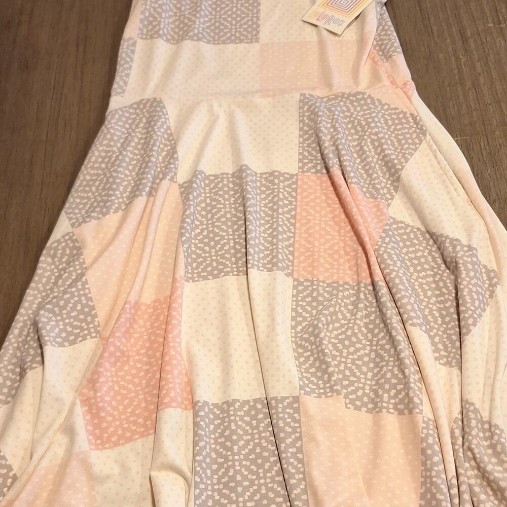 LuLaRoe Pastel Patchwork Midi Dress in Pink and Gray